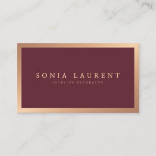 Elegante roos gouden metallic marsala rood minimal visitekaartje