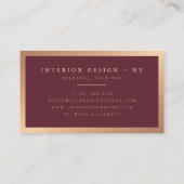 Elegante roos gouden metallic marsala rood minimal visitekaartje (Achterkant)