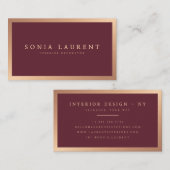Elegante roos gouden metallic marsala rood minimal visitekaartje (Voorkant / Achterkant)
