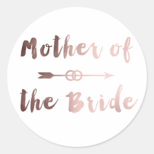 Elegante roos gouden moeder van de bruidspijlring ronde sticker