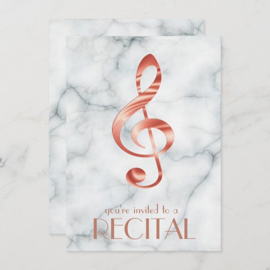 Elegante roos gouden muziek treble sleutel op marm kaart (Voorkant / Achterkant)