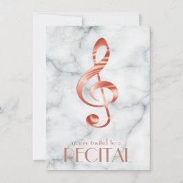 Elegante roos gouden muziek treble sleutel op marm kaart