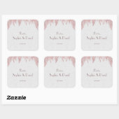 Elegante Roos gouden palmbladeren bruiloft Vierkante Sticker (Vel)