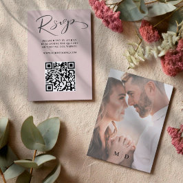 Elegante Roos Gouden QR Code RSVP bruiloft Kaartje