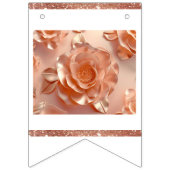 Elegante Roos Gouden Roos Glitter Bunting Banner (Eerste vlag)