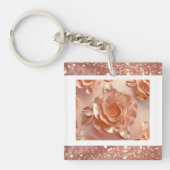 Elegante Roos Gouden Roos Glitter Sleutelring Sleutelhanger (voorkant)