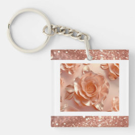 Elegante Roos Gouden Roos Glitter Sleutelring Sleutelhanger