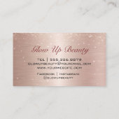 Elegante Roos Gouden roze glitter girly make-up ar Visitekaartje (Achterkant)