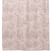 Elegante  roos gouden toile de jouy douchegordijn (Voorkant)