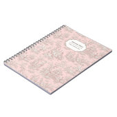 Elegante  roos gouden toile de jouy klein notitieboek (Linkerzijde)