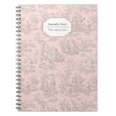 Elegante  roos gouden toile de jouy klein notitieboek (Voorkant)