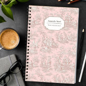 Elegante  roos gouden toile de jouy klein notitieboek