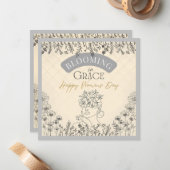 Elegante Roos haarbloei in Grace Women's Day Peach Notitiekaartje (Voorkant / Achterkant in situ)