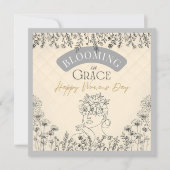 Elegante Roos haarbloei in Grace Women's Day Peach Notitiekaartje (Voorkant)