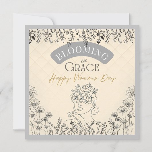 Elegante Roos haarbloei in Grace Women's Day Peach Notitiekaartje (Voorkant)