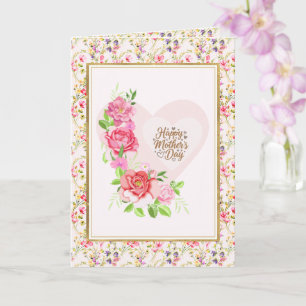 Elegante Roos Hart Gelukkige Moederdag Kaart