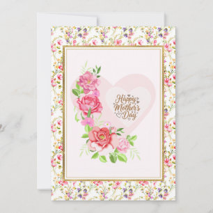 Elegante Roos Hart Gelukkige Moederdag Kaart