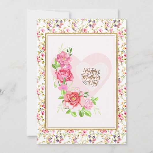 Elegante Roos Hart Gelukkige Moederdag Kaart (Voorkant)
