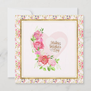 Elegante Roos Hart Gelukkige Moederdag Kaart