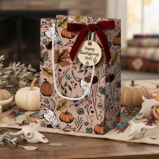 Elegante  Roos Herfst Oogst en Koe Skulls Klein Cadeauzakje