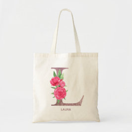 Elegante Roos Initiaal L Trouw Bruidsmeisje Cadeau Tote Bag