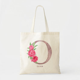 Elegante Roos Initiaal O Trouw Bruidsmeisje Cadeau Tote Bag