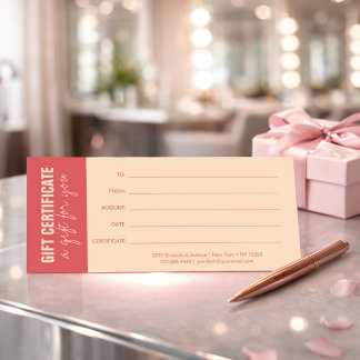 Elegante roos & ivoor cadeaubon voor zakelijke doe