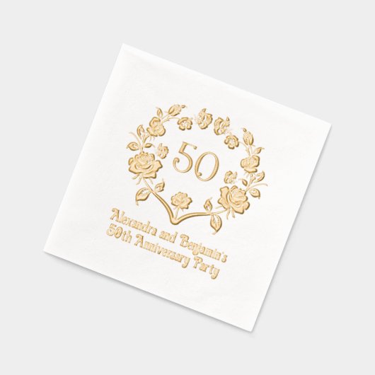 Elegante Roos Krans Lijst Jubileum Partij Folie Servetten (Links)