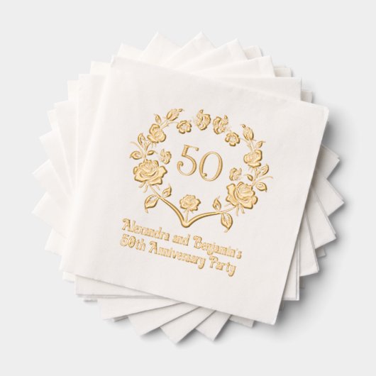 Elegante Roos Krans Lijst Jubileum Partij Folie Servetten (Insitu (Gestapeld))
