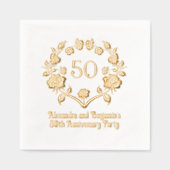 Elegante Roos Krans Lijst Jubileum Partij Folie Servetten (Voorkant)