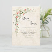 Elegante Roos Krans Trouwfeest Kaart (Staand voorkant)