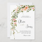 Elegante Roos Krans Trouwfeest Kaart (Voorkant)