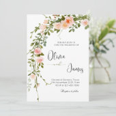 Elegante Roos Krans Trouwfeest Kaart (Staand voorkant)