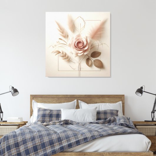 Elegante Roos kunst Canvas Afdruk (Insitu (Slaapkamer))