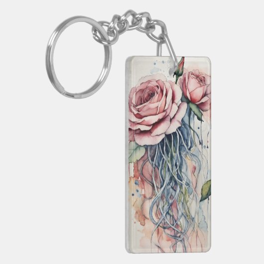 Elegante Roos kwallen Waterverf Art Sleutelhangers (Voorkant Links)