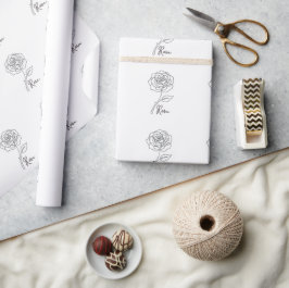 Elegante Roos Lijn Kunst Wrap Cadeaupapier