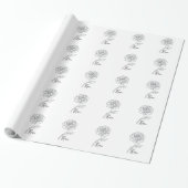 Elegante Roos Lijn Kunst Wrap Cadeaupapier (Uitgerold)