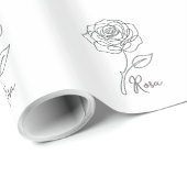 Elegante Roos Lijn Kunst Wrap Cadeaupapier (Rol Hoek)