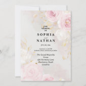 Elegante Roos & Lily Floral bruiloft uitnodiging (Voorkant)