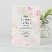 Elegante Roos & Lily Floral bruiloft uitnodiging (Staand voorkant)