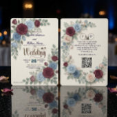 Elegante Roos Moderne QR Code Trouwen Kaart