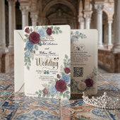 Elegante Roos Moderne QR Code Trouwen Kaart