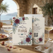 Elegante Roos Moderne QR Code Trouwen Kaart
