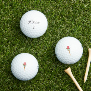 Elegante Roos op een Golf Tee Trouwgunst Cadeau Golfballen
