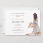 Elegante Roos Pampas Grass Dress Quinceanera Kaart (Voorkant)