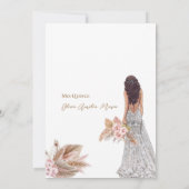 Elegante Roos Pampas Grass Dress Quinceanera Kaart (Achterkant)