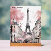 Elegante Roos Parijs Frankrijk Romantische Eiffelt Acryl Bord (Neutraal)