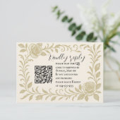 Elegante Roos QR Code RSVP Kaart (Staand voorkant)
