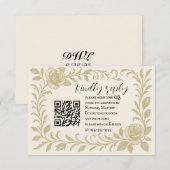 Elegante Roos QR Code RSVP Kaart (Voorkant / Achterkant)