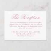 Elegante Roos Quartz Floral Crest bruiloft recepti Informatiekaartje (Voorkant)